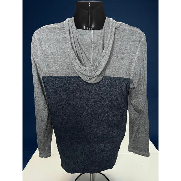 Airwalk Men’s Medium Long Sleeve Hoodie Henley Pullover Gray Navy Colorblock - Picture 2 of 12